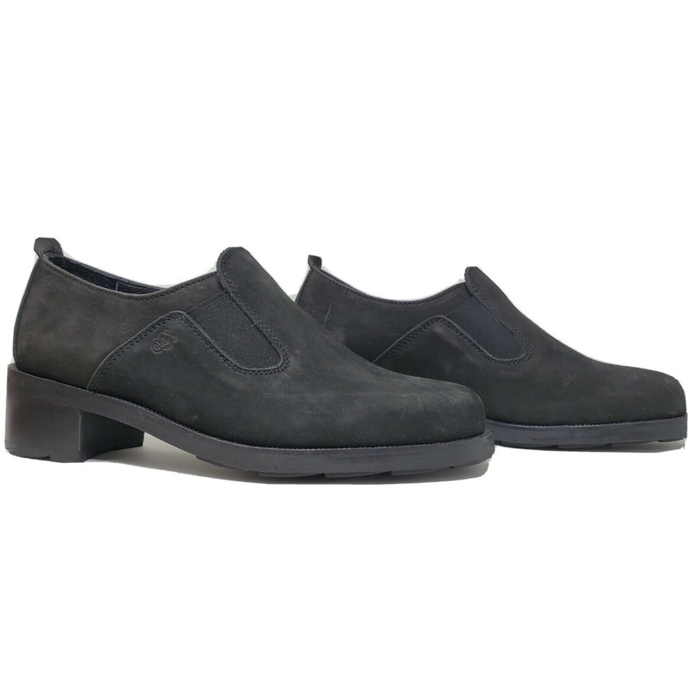 WOLKY BLACK SUEDE LOAFERS HEEL SLIP ON SHOES